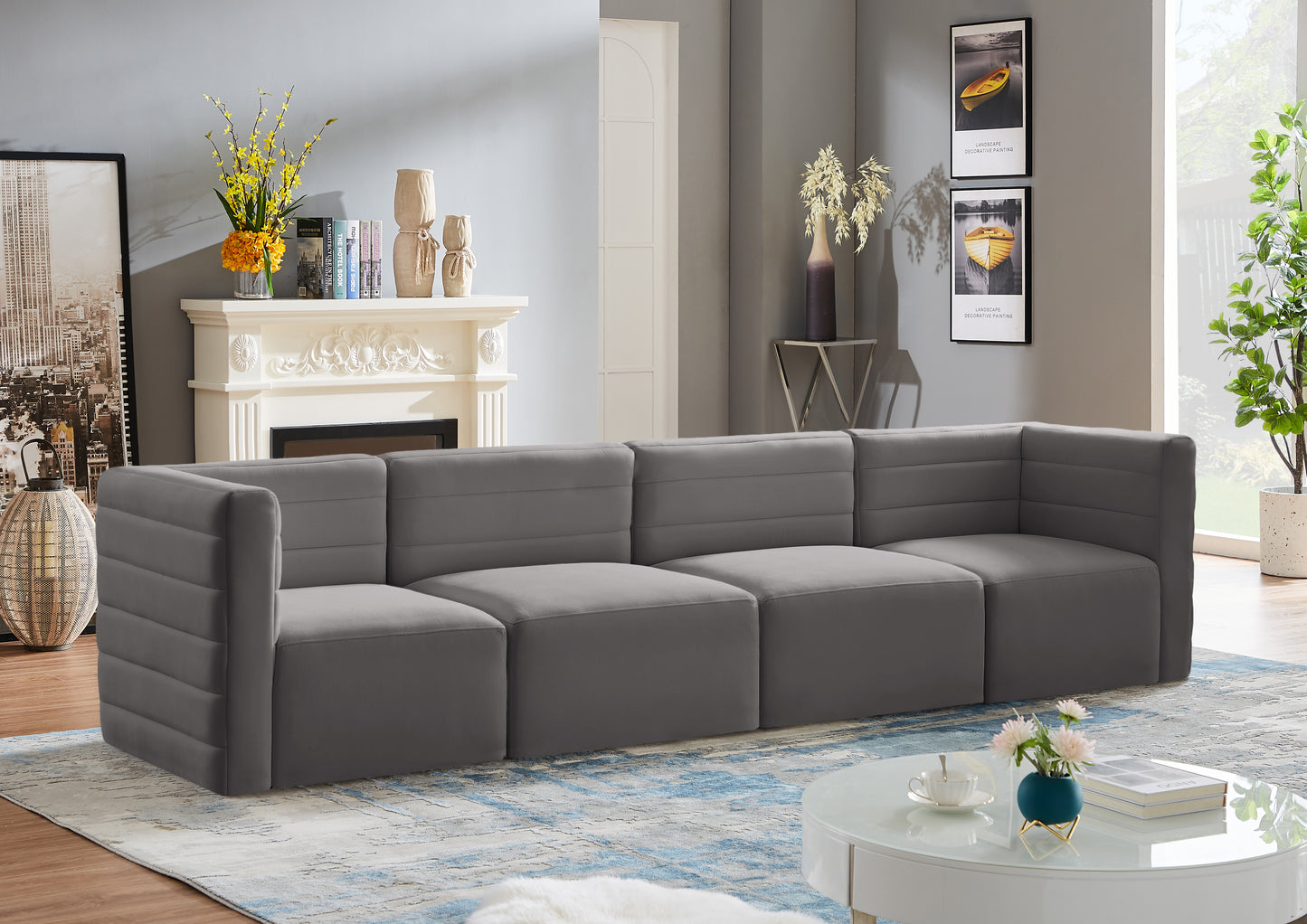 Quincy Velvet Modular Comfort Sofa