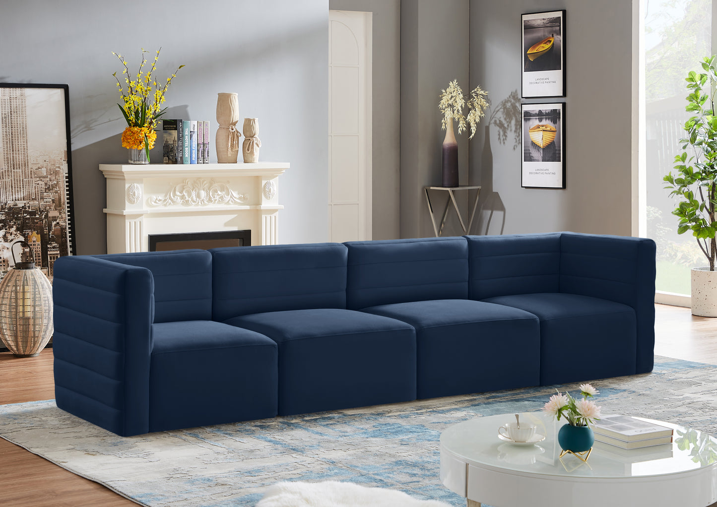 Quincy Velvet Modular Comfort Sofa