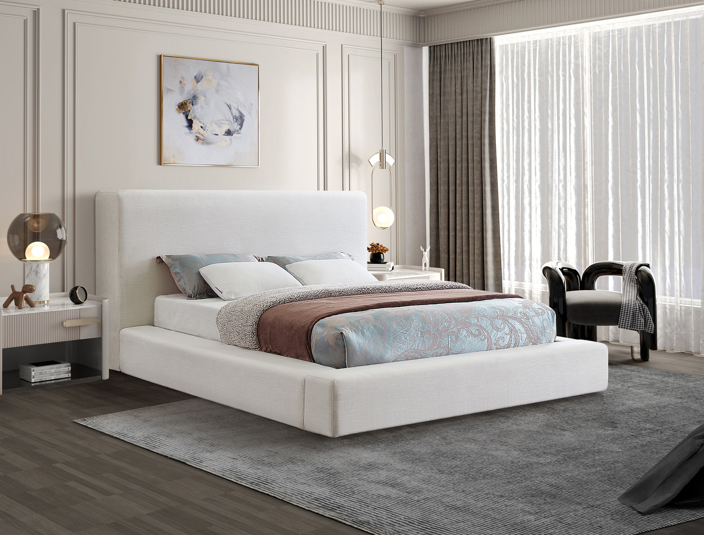 Devin Linen Textured Fabric Bed