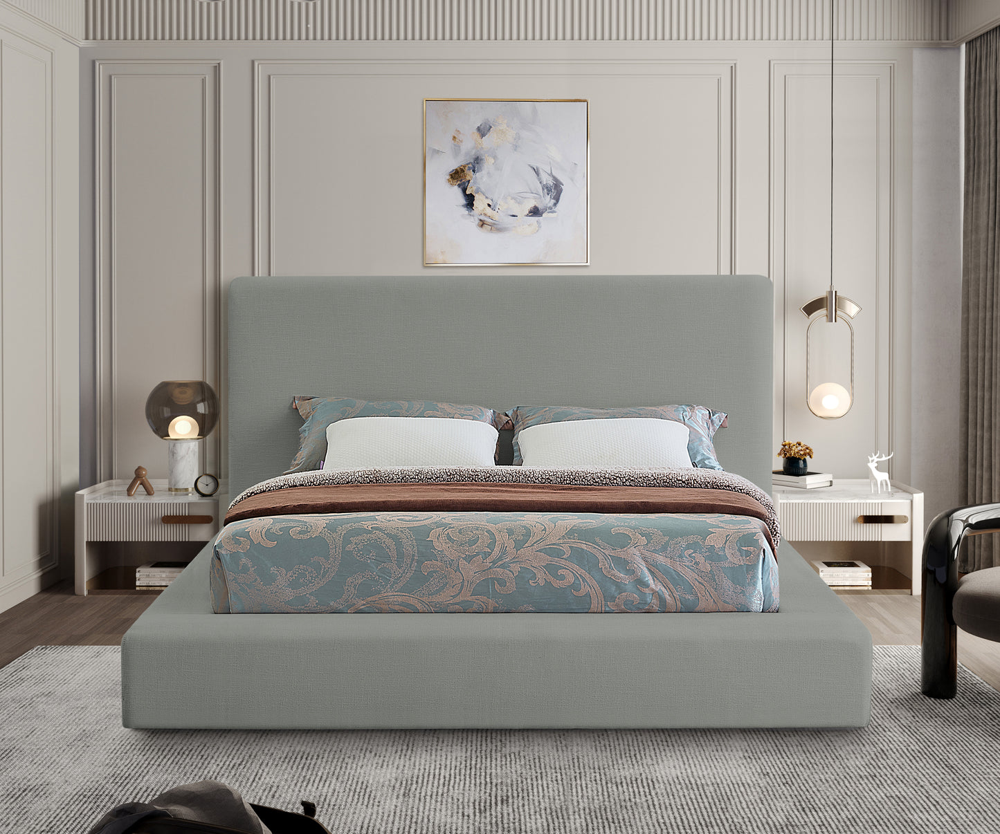 Devin Linen Textured Fabric Bed