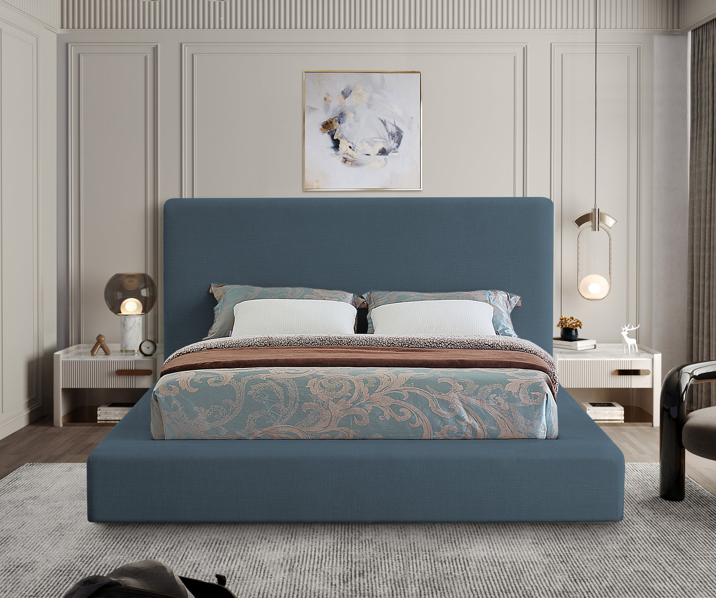 Devin Linen Textured Fabric Bed